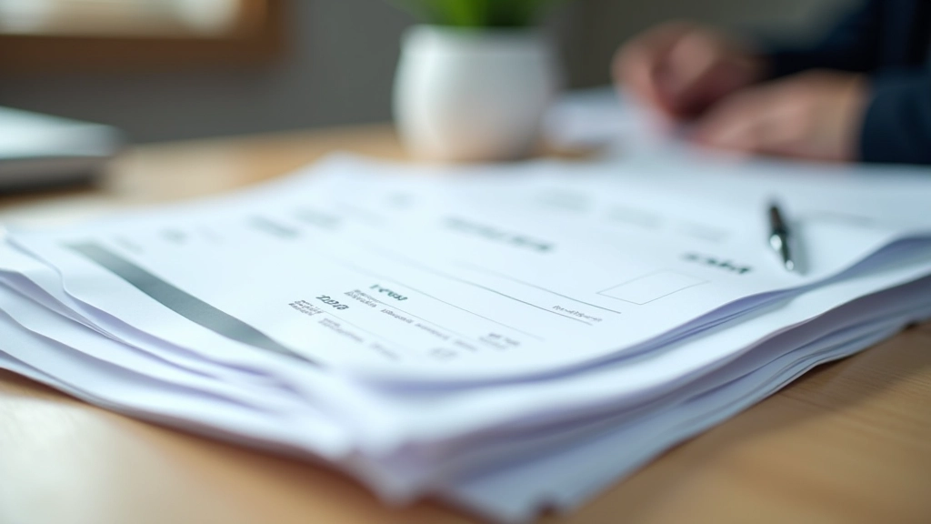 Organized stack of business invoices and receipts sorted by date and vendor