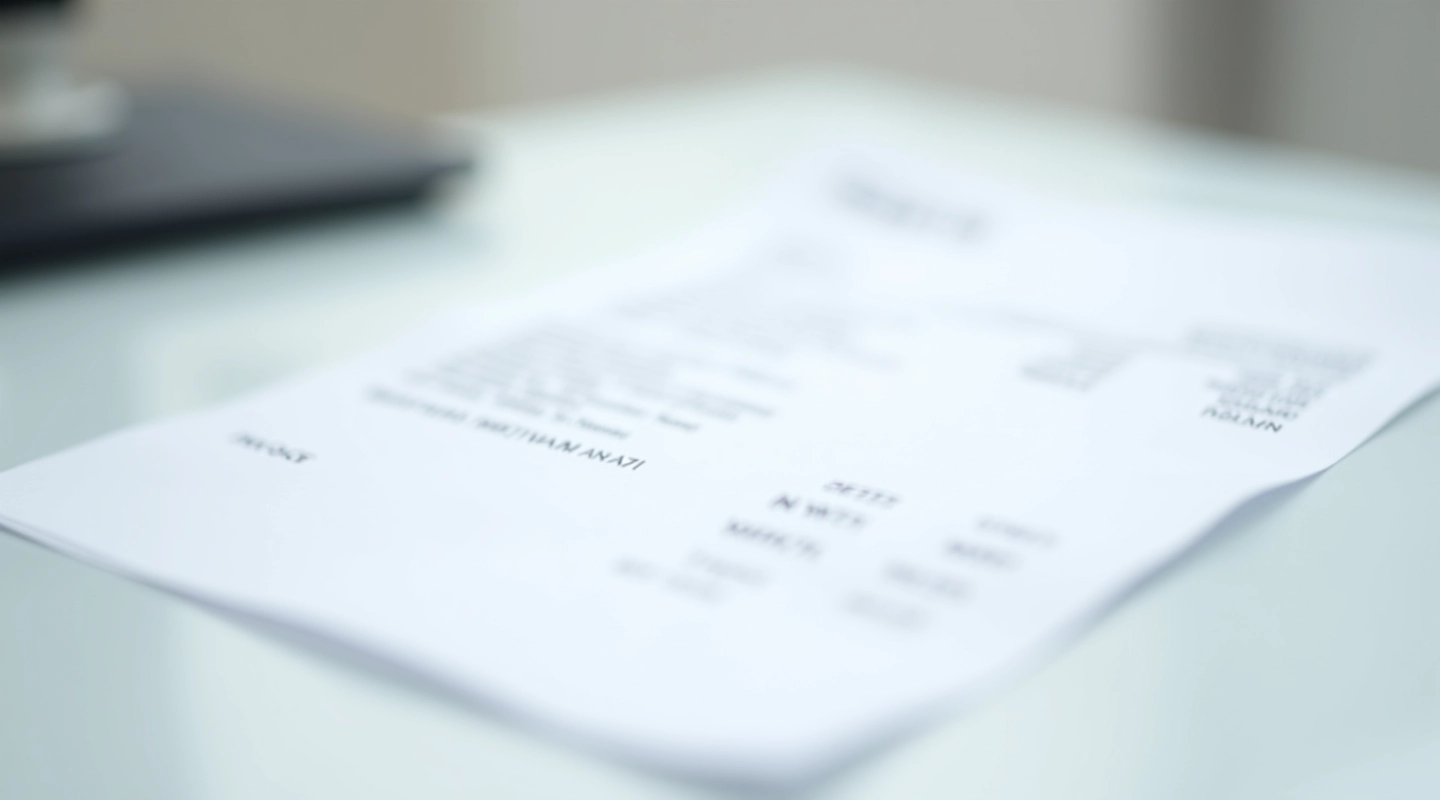Close-up of a scanned invoice document on a bright white background with clear text